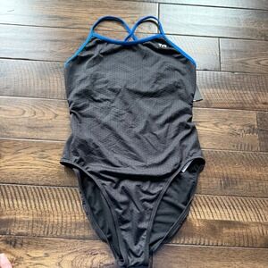 TYR Hexa Trinityfit One Piece Swimsuit Black Blue Hexagon Print Womens 40 1X NEW